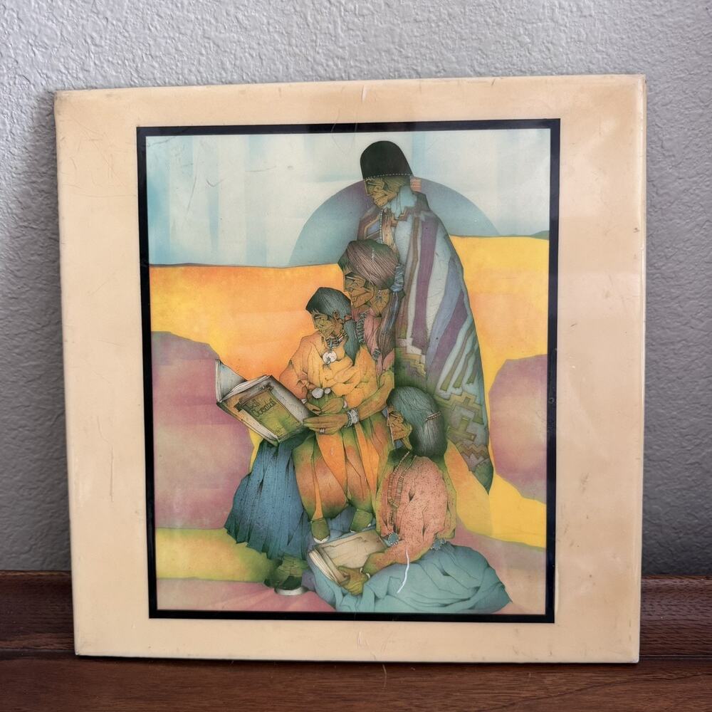 Vintage Native American Family Title Art Southwestern Style Wall Decor